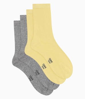 Pack of 2 pairs of women's Banana cotton knee socks Dim
