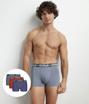 Set of 3 men's boxers with 3D waistband, Blue, Red, Gray Dim Powerful