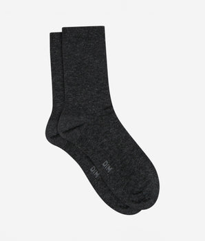 Plain charcoal socks in soft wool for women