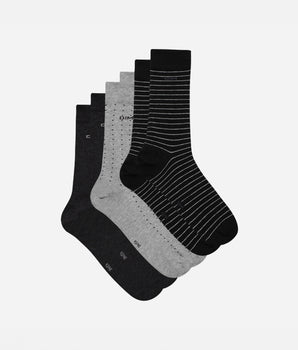 Pack of 3 pairs of men’s black and charcoal dotty & striped socks