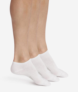 Pack of 3 Pairs of Men's Short Socks White Dim Cotton