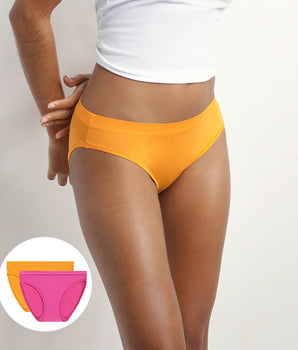 Pack of 2 women's briefs in cotton and nylon in Fuchsia Yellow Oh My Dim's