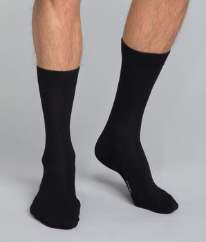 Pack of 3 pairs of black Basic Coton mid calf cotton socks for men