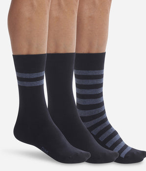 Pack of 3 pairs of men's blue striped socks Dim Coton Style