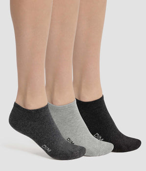 Pack of 3 Women's Anthracite Grey Short Socks Dim Cotton