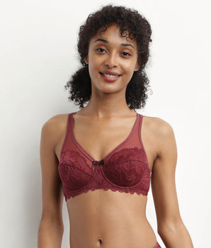 Dark Ruby lace full cup bra Generous Essentiel