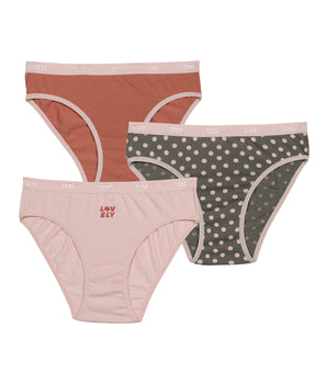 Pack of 3 Les Pockets pink stretch cotton girl's panties by Dim