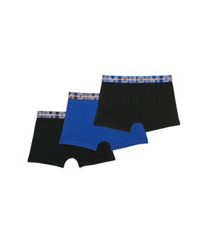 EcoDim Pack of 3 blue boy's stretch cotton boxers with contrasting waistband