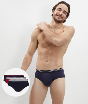 Set of 3 Classic Colors red and blue briefs for men