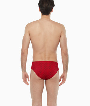 Contrast anchor print swim brief in red