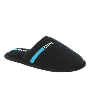 Boy's Black Slippers with Blue Stripe