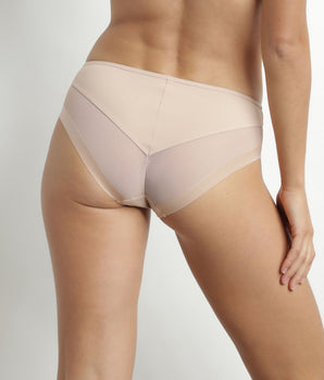 Dim Generous nude microfibre and tulle briefs