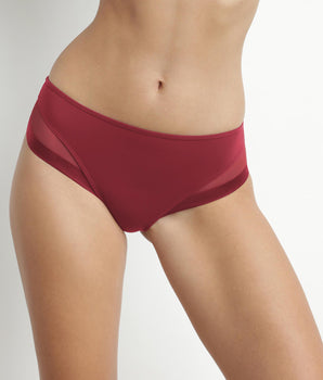 Women's microfiber and tulle briefs, Poppy Red Dim Generous