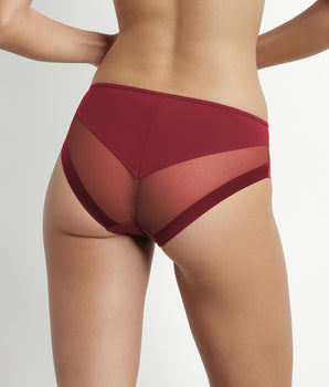 Women's microfiber and tulle briefs, Poppy Red Dim Generous