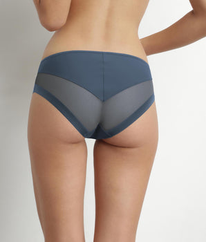 Women's microfiber and tulle briefs, Porcelain Blue Dim Generous