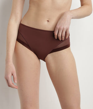 Cocoa Intense Generous Dim microfibre and tulle knickers