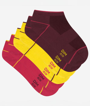 Pack of 3 pairs of light impact short socks Bordeaux Dim Sport