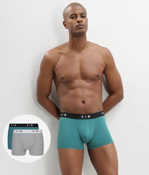 Dim Originals Pack of 2 men's boxers in stretch cotton  in steel emerald green