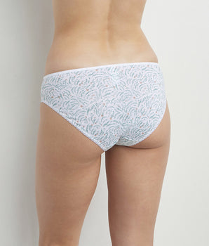 Women's cotton and tulle briefs with vegetal pattern White Generous Organic Cotton