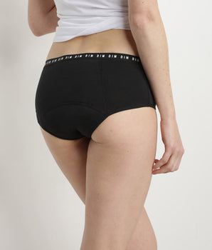 Black washable period shorty in cotton - heavy flow Dim Protect