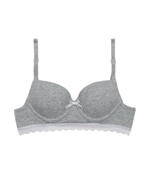 Dim Trendy girls' grey stretch cotton moulded cup bra