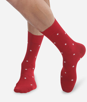 Men's red lisle thread socks with polka dots Monsieur Dim