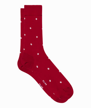 Men's red lisle thread socks with polka dots Monsieur Dim