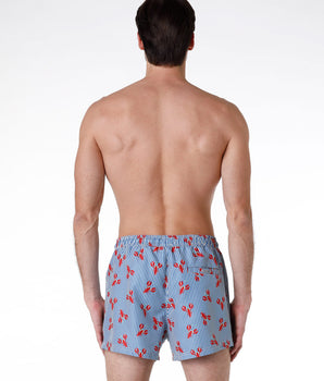 Royal blue canvas boxer shorts with print