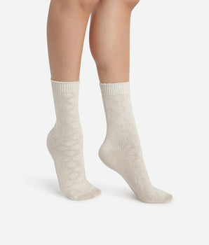 Women's Beige Cotton Style bamboo sock with a circle pattern