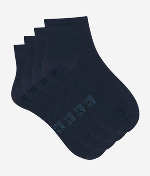 Pack of 2 pairs of navy blue Mercerized Cotton women's ankle socks