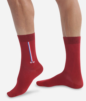 Men's Burgundy cotton socks with flag pattern Monsieur Dim