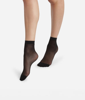 Pack of 2 Black Ultra Resist knee-high socks made of reinforced voile