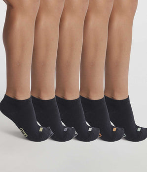 Pack of 5 pairs of unisex cotton navy socks with EcoDim labels