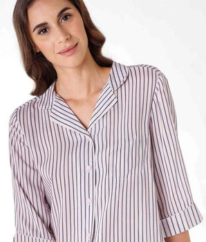 Women's long pyjamas, 3/4 sleeves, striped