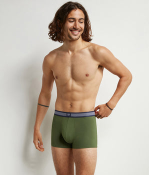 Dim Smart Olive  Men's boxer shorts in cotton modal with striped waistband