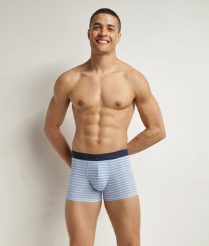 Men's stretch cotton boxer shorts Blue stripes Dim Fancy