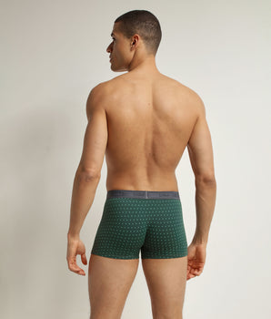 Men's stretch cotton boxer shorts Green with polka dots Dim Fancy