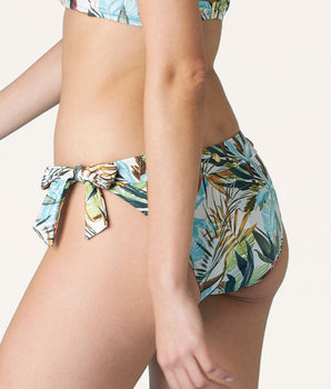 Garden sunset print bikini bottom with bows