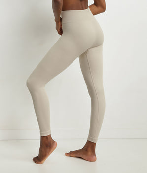 Beige women's ribbed knit leggings Dim Comfywear