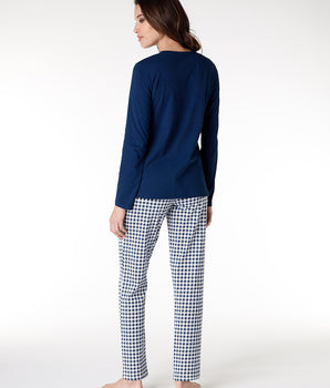 Women's long pyjamas in blue jersey