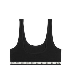 Girls' ribbed fabric bralette in Black Dim Icons