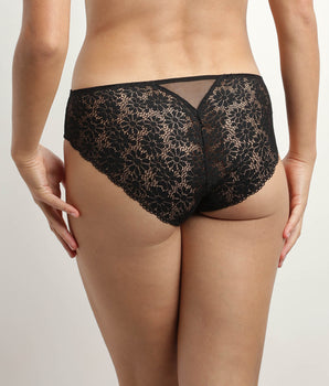 Women's briefs in tulle and floral lace in Black Generous Limited Edition