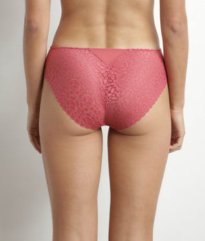 Women's floral lace panties Pink Satin Dim Daily Lace