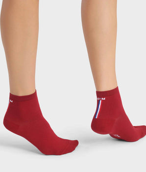 Women's cotton socks in red with colourful stripes Madame Dim Passion