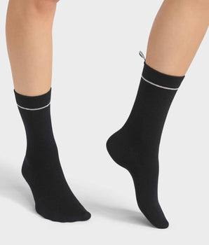 Black Unisex ribbed modal cotton socks Dim Icons