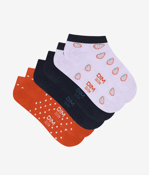 Pack of 3 pairs of Lila children's socks with strawberry pattern Cotton Style