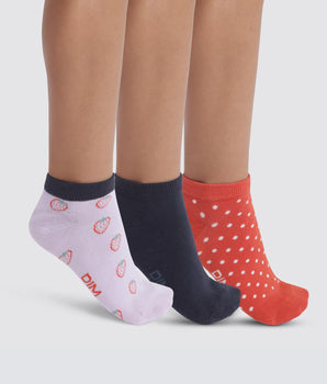 Pack of 3 pairs of Lila children's socks with strawberry pattern Cotton Style