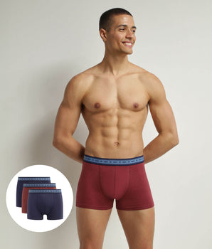 Pack of 3 boxers men's Blue Red Denim organic cotton Dim Good