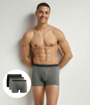 Pack of 3 boxers men's Black Charcoal Green organic cotton Dim Good