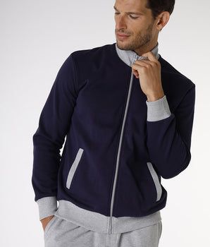 Men's cotton pyjamas, navy blue and grey mix